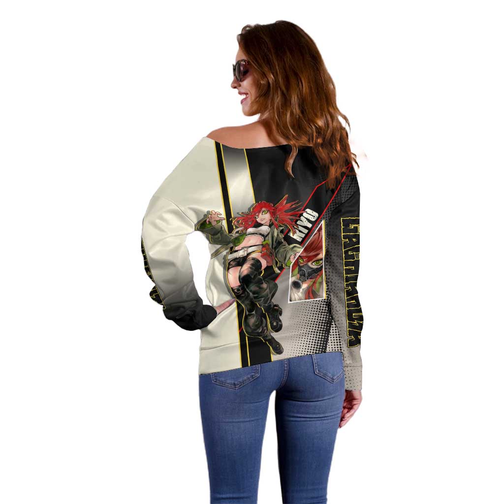 Riyo Blade Dancer Off Shoulder Sweater Grunge Manga Illustration Style