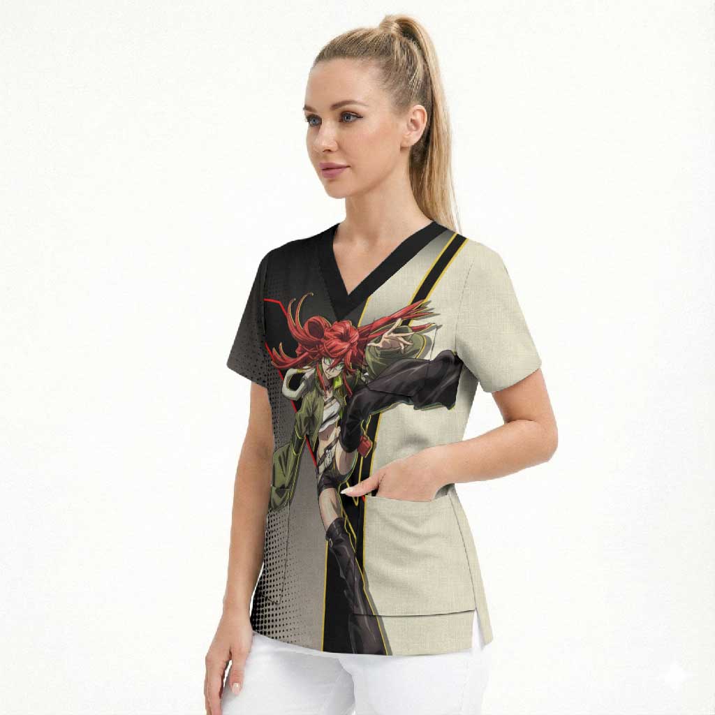 Riyo Blade Dancer Scrub Top Grunge Manga Illustration Style