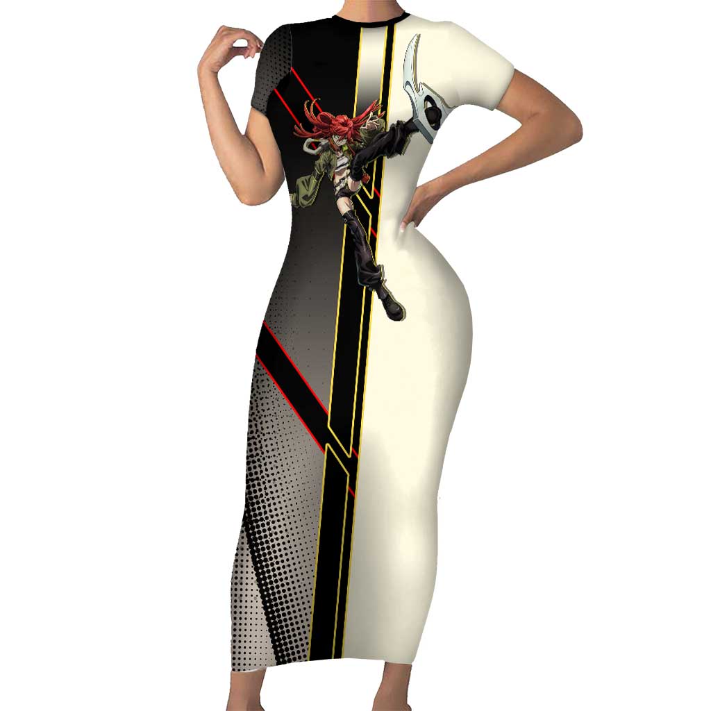Riyo Blade Dancer Short Sleeve Bodycon Dress Grunge Manga Illustration Style