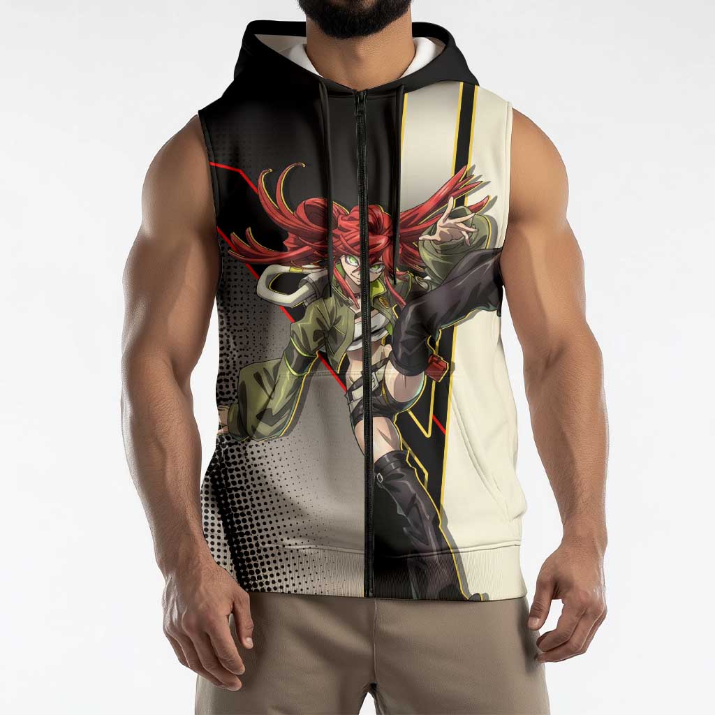 Riyo Blade Dancer Sleeveless Zip Hoodie Grunge Manga Illustration Style