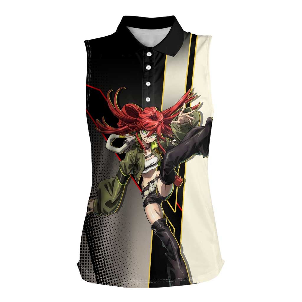 Riyo Blade Dancer Women Sleeveless Polo Shirt Grunge Manga Illustration Style