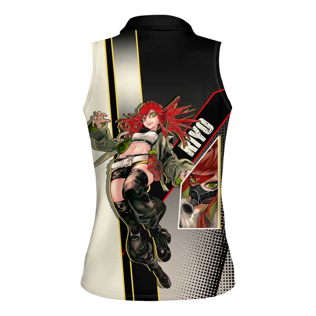 Riyo Blade Dancer Women Sleeveless Polo Shirt Grunge Manga Illustration Style
