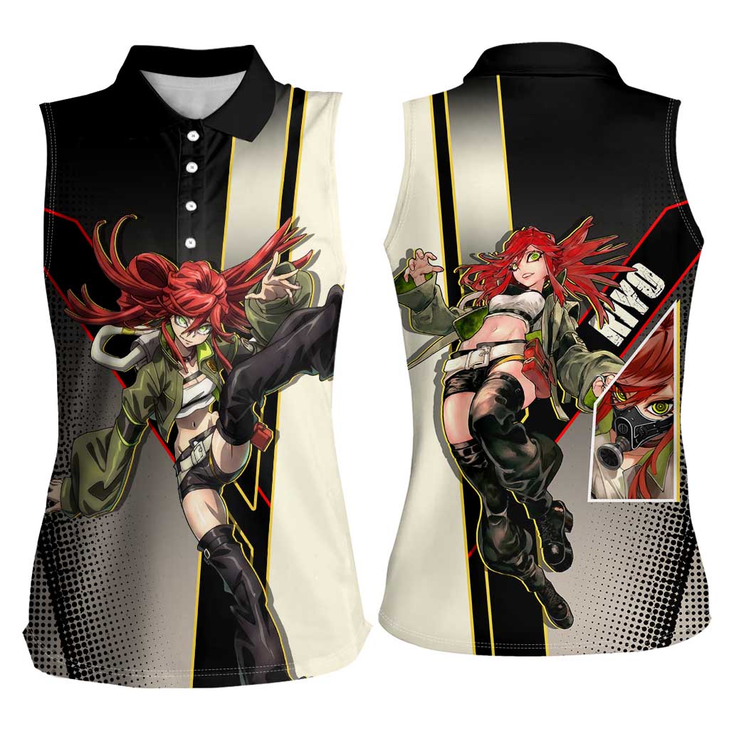 Riyo Blade Dancer Women Sleeveless Polo Shirt Grunge Manga Illustration Style