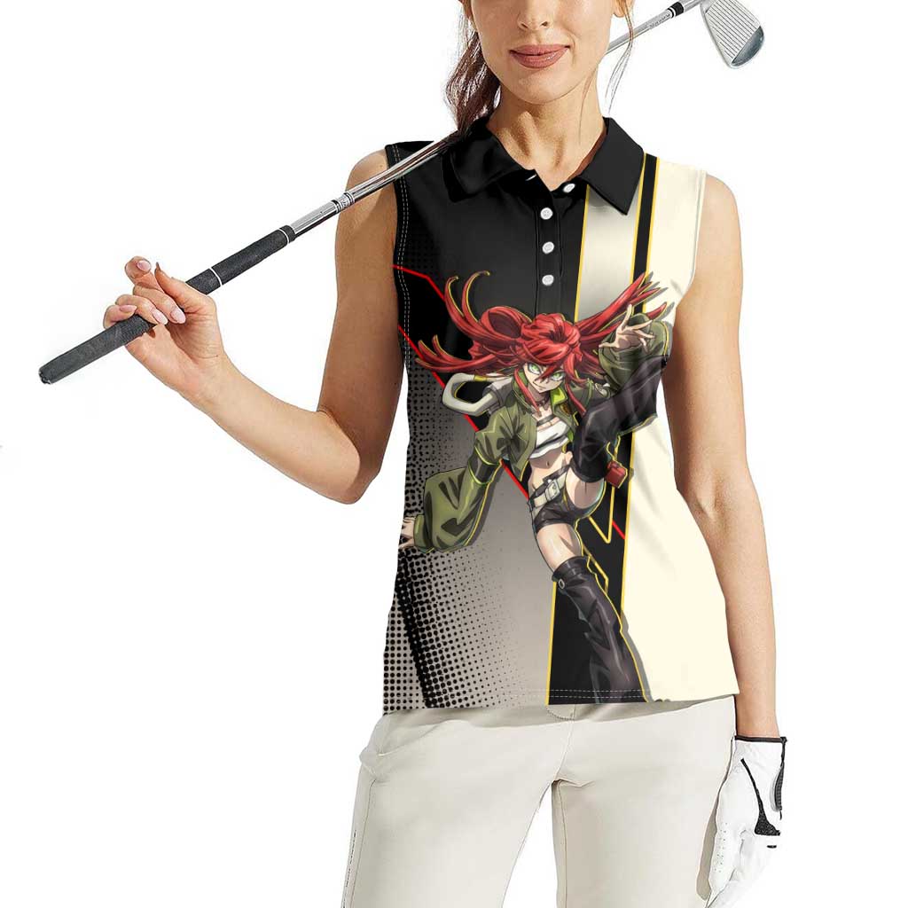 Riyo Blade Dancer Women Sleeveless Polo Shirt Grunge Manga Illustration Style