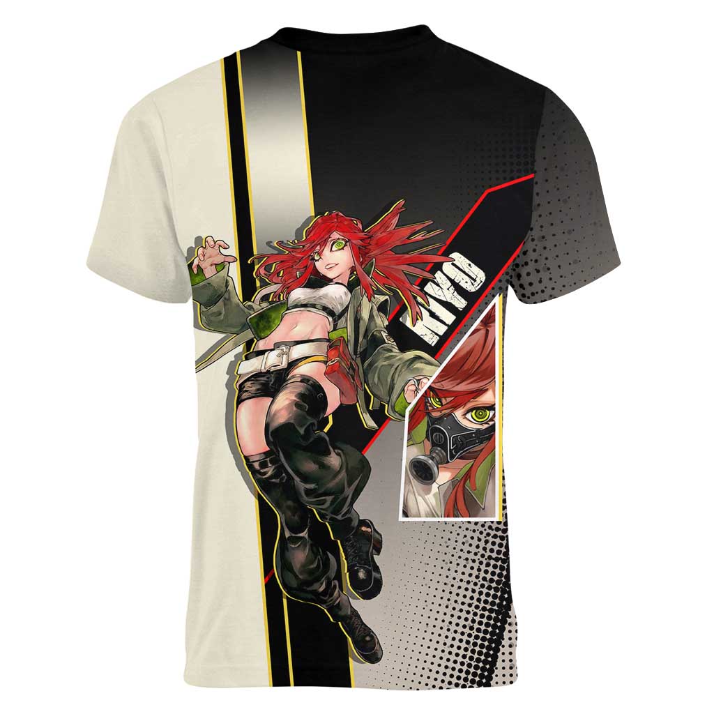 Riyo Blade Dancer Women V-Neck T-Shirt Grunge Manga Illustration Style