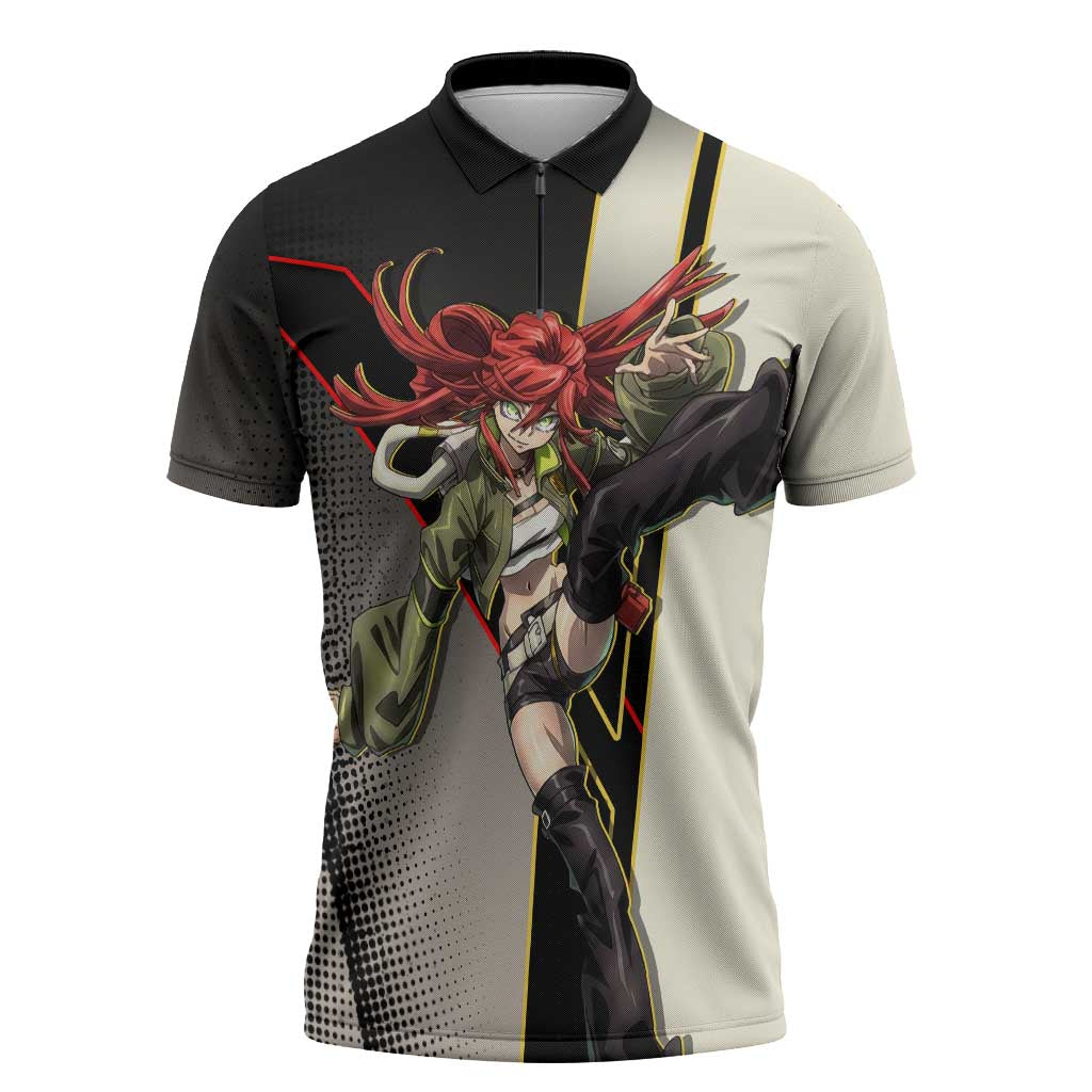 Riyo Blade Dancer Zipper Polo Shirt Grunge Manga Illustration Style