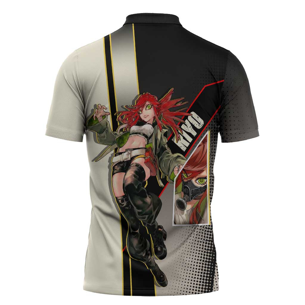 Riyo Blade Dancer Zipper Polo Shirt Grunge Manga Illustration Style