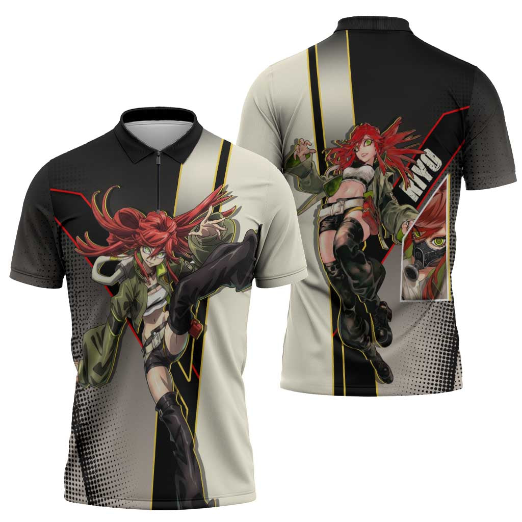 Riyo Blade Dancer Zipper Polo Shirt Grunge Manga Illustration Style