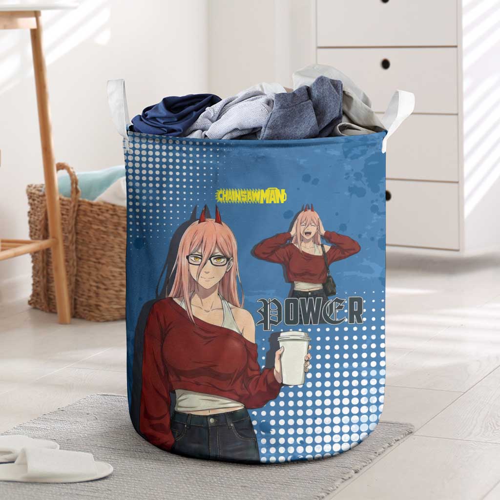 Power Chainsaw Man in Street Chic Laundry Basket Bold Blue Anime Aesthetic with Power