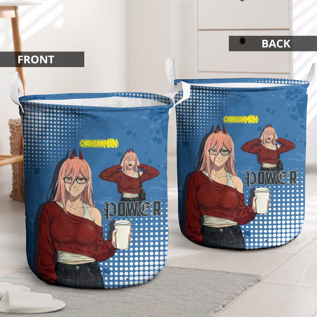 Power Chainsaw Man in Street Chic Laundry Basket Bold Blue Anime Aesthetic with Power