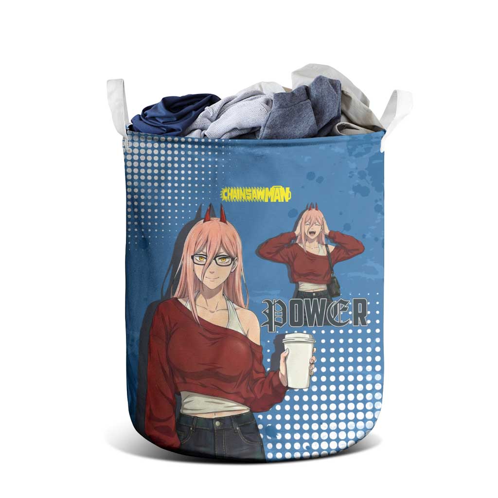 Power Chainsaw Man in Street Chic Laundry Basket Bold Blue Anime Aesthetic with Power