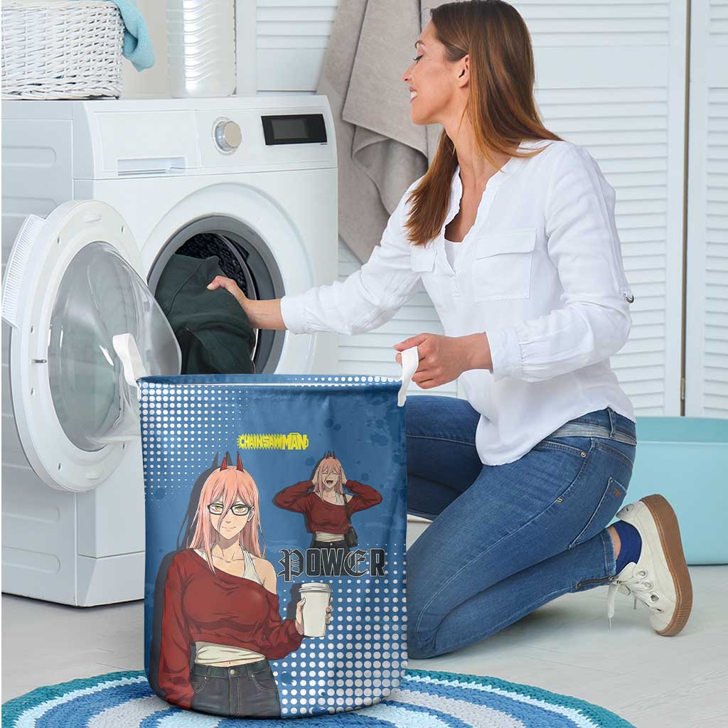 Power Chainsaw Man in Street Chic Laundry Basket Bold Blue Anime Aesthetic with Power