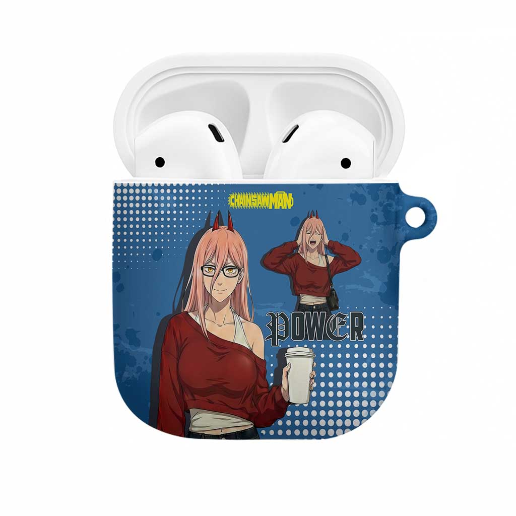 Power Chainsaw Man in Street Chic AirPods Case Bold Blue Anime Aesthetic with Power