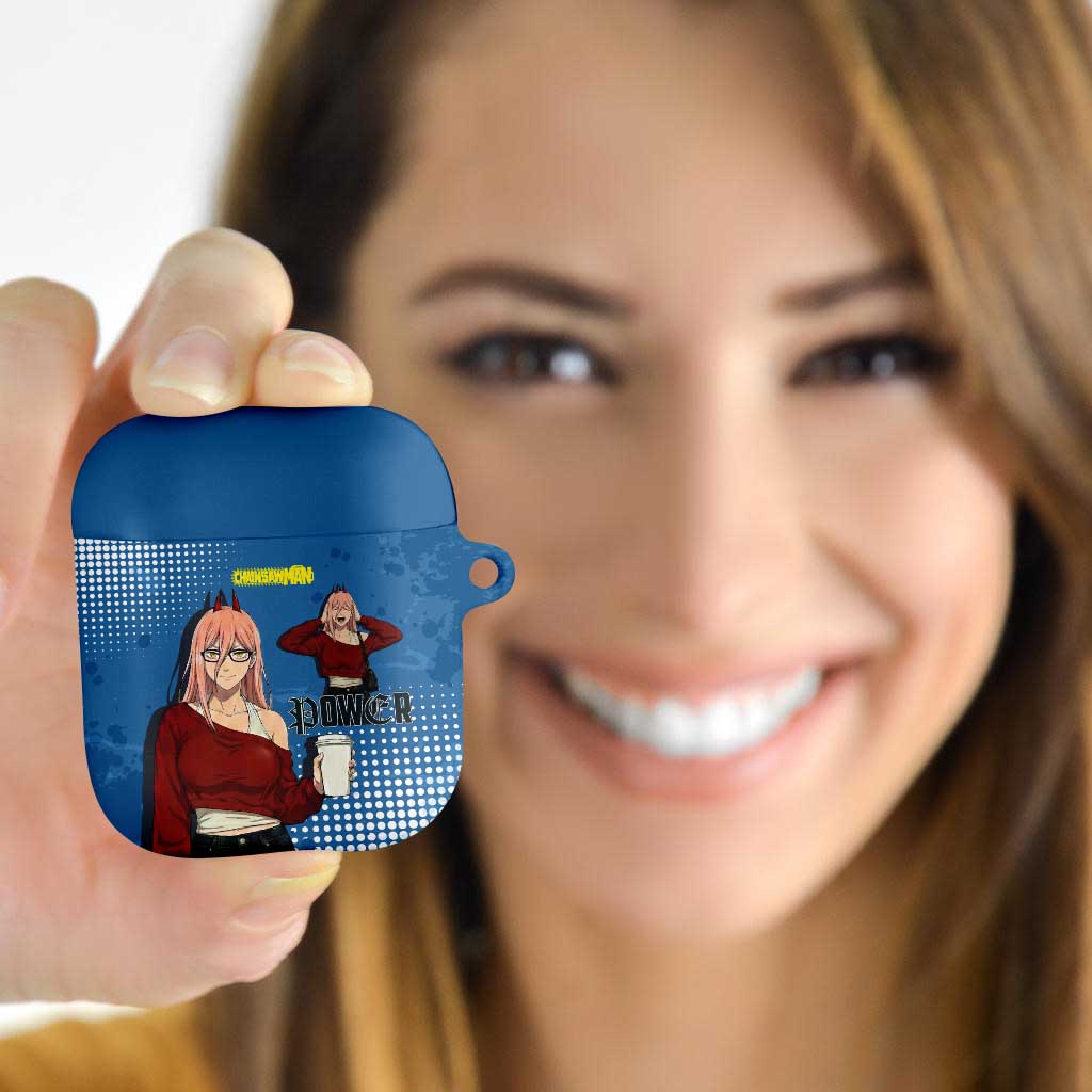 Power Chainsaw Man in Street Chic AirPods Case Bold Blue Anime Aesthetic with Power