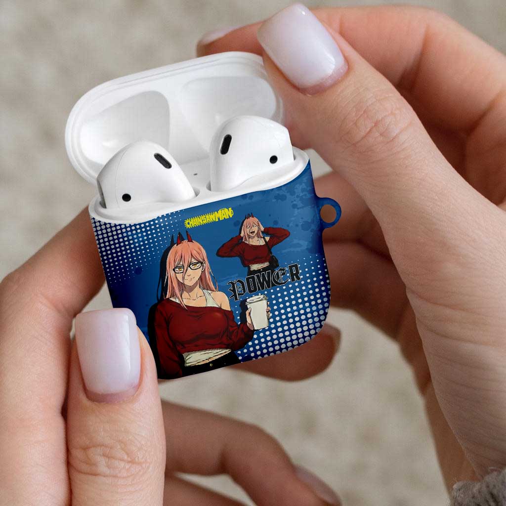 Power Chainsaw Man in Street Chic AirPods Case Bold Blue Anime Aesthetic with Power