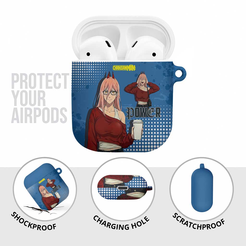 Power Chainsaw Man in Street Chic AirPods Case Bold Blue Anime Aesthetic with Power