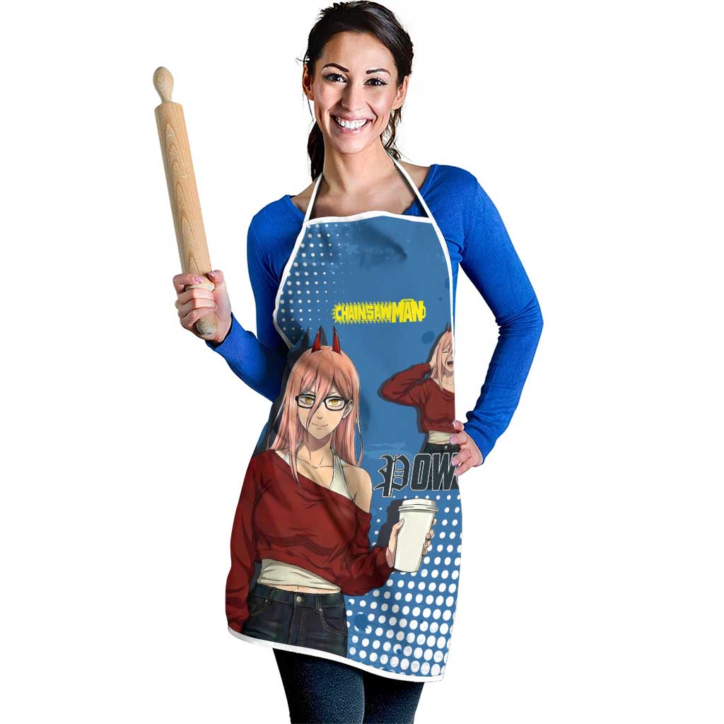 Power Chainsaw Man in Street Chic Apron Bold Blue Anime Aesthetic with Power