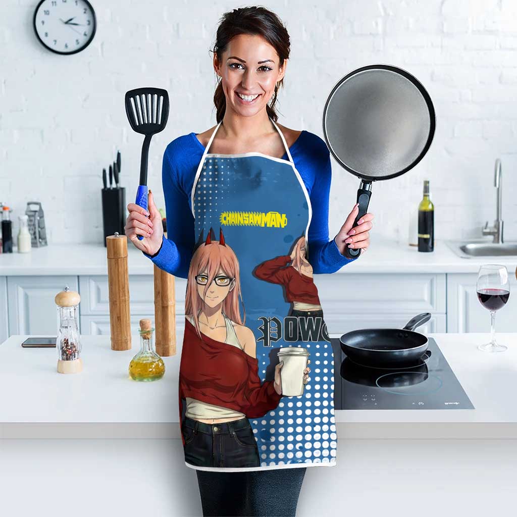 Power Chainsaw Man in Street Chic Apron Bold Blue Anime Aesthetic with Power