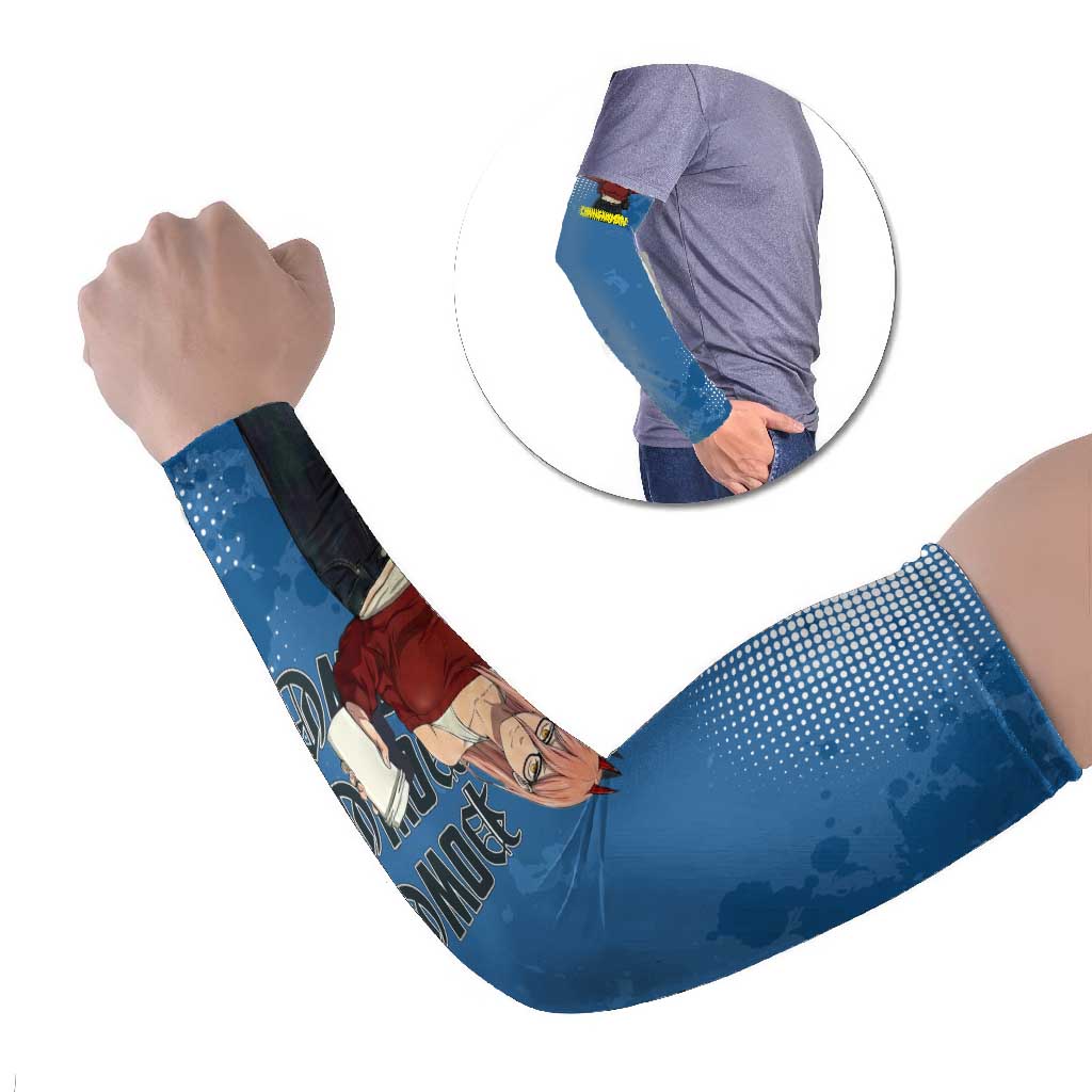 Power Chainsaw Man in Street Chic Arm Sleeves Bold Blue Anime Aesthetic with Power
