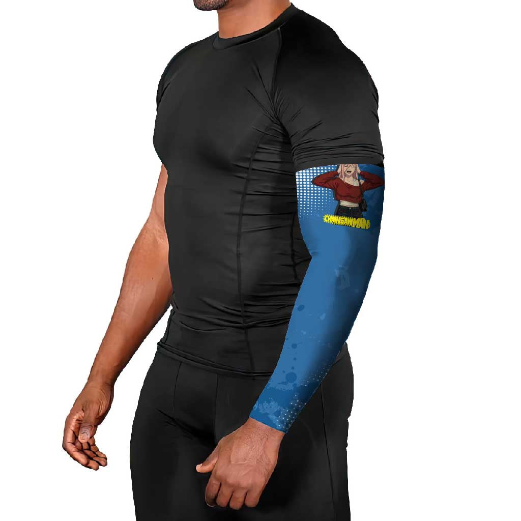 Power Chainsaw Man in Street Chic Arm Sleeves Bold Blue Anime Aesthetic with Power