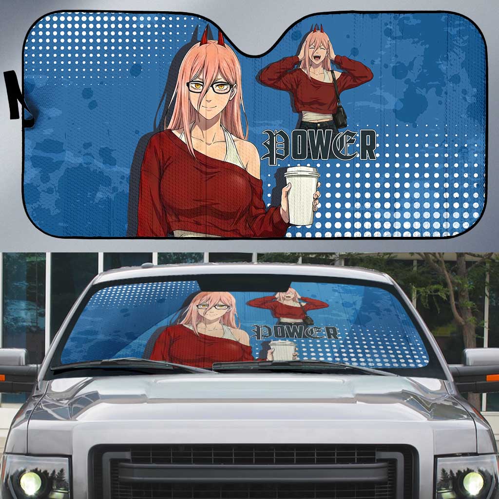 Power Chainsaw Man in Street Chic Auto Sun Shade Bold Blue Anime Aesthetic with Power
