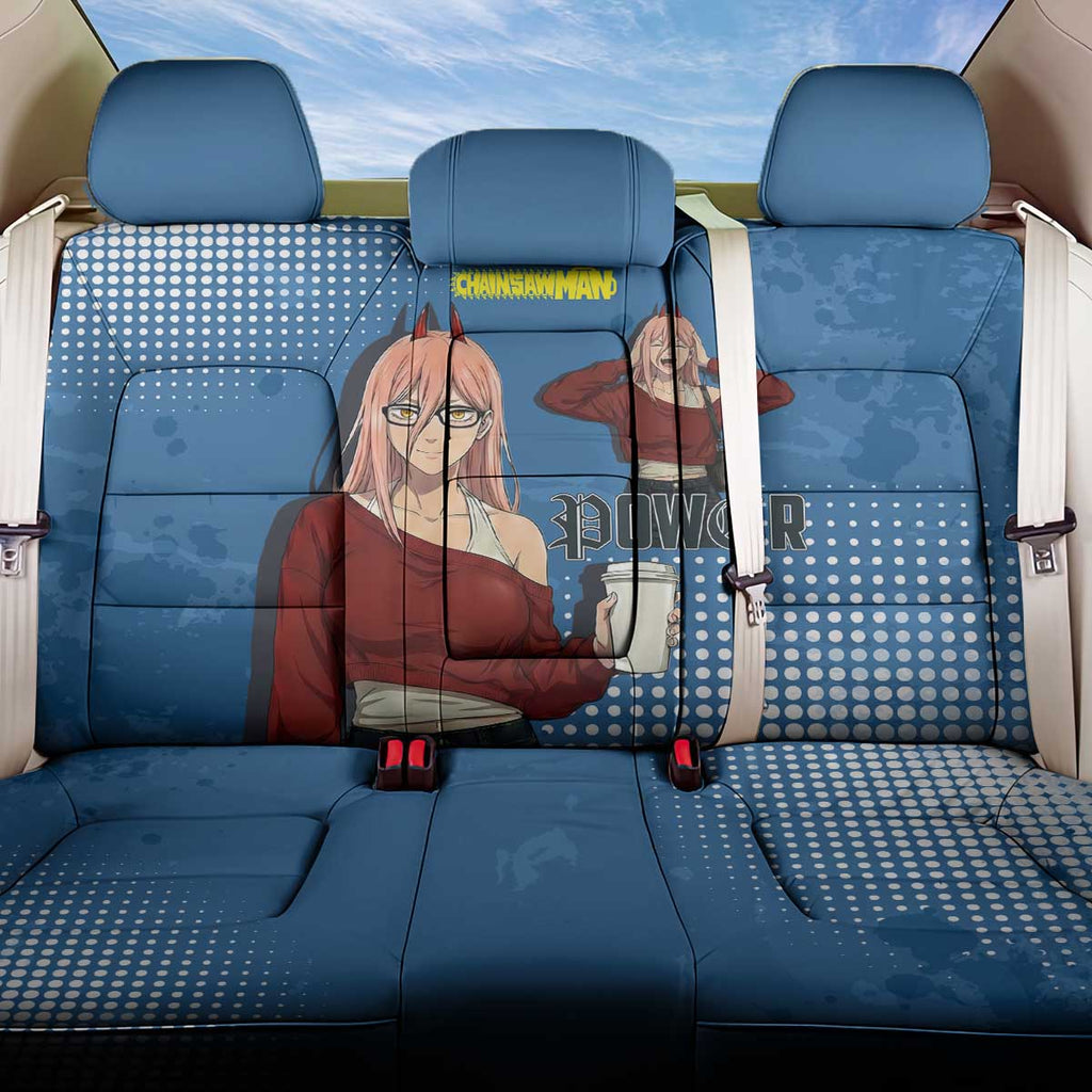 Power Chainsaw Man in Street Chic Back Car Seat Cover Bold Blue Anime Aesthetic with Power