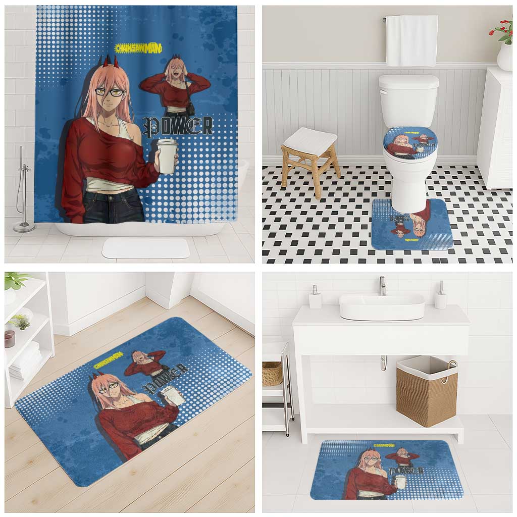 Power Chainsaw Man in Street Chic Bathroom Set Bold Blue Anime Aesthetic with Power