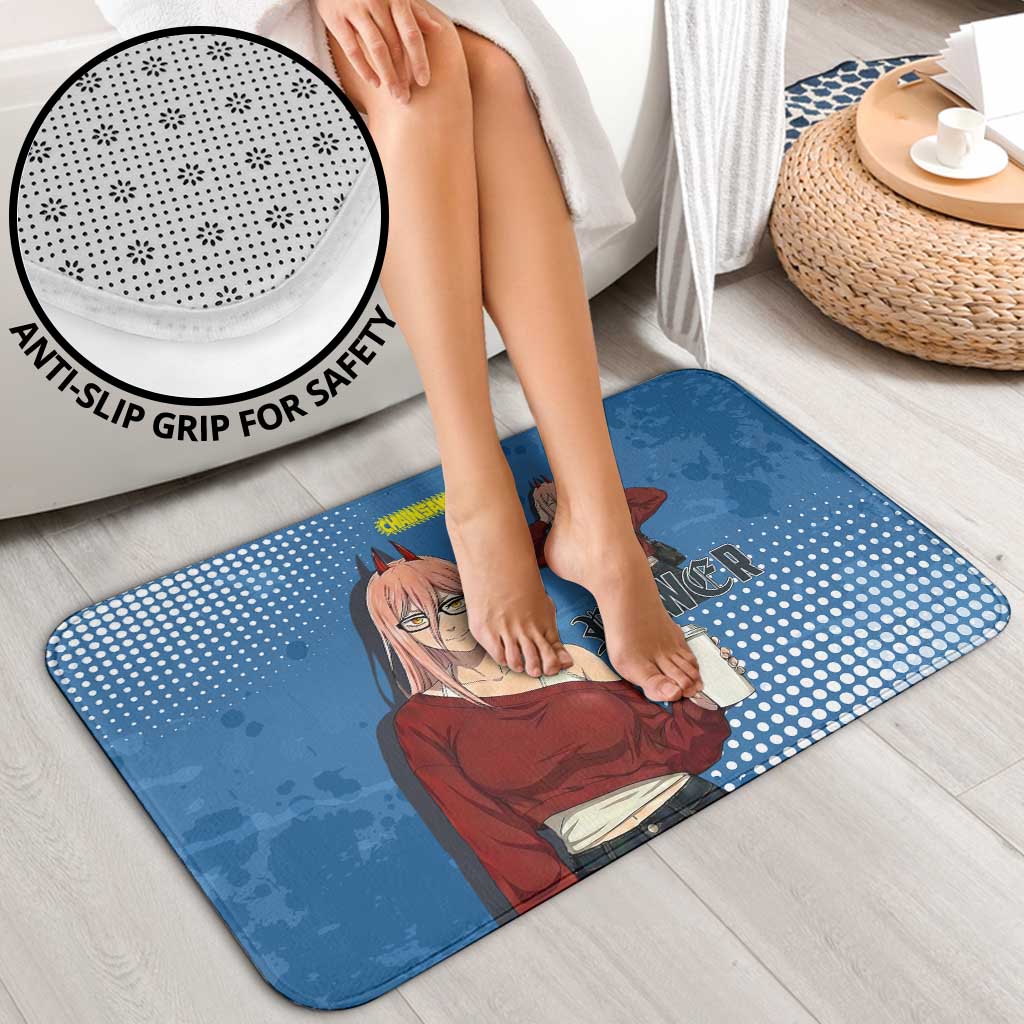 Power Chainsaw Man in Street Chic Bathroom Set Bold Blue Anime Aesthetic with Power