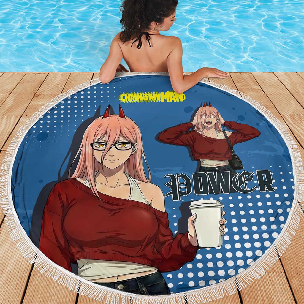 Power Chainsaw Man in Street Chic Beach Blanket Bold Blue Anime Aesthetic with Power