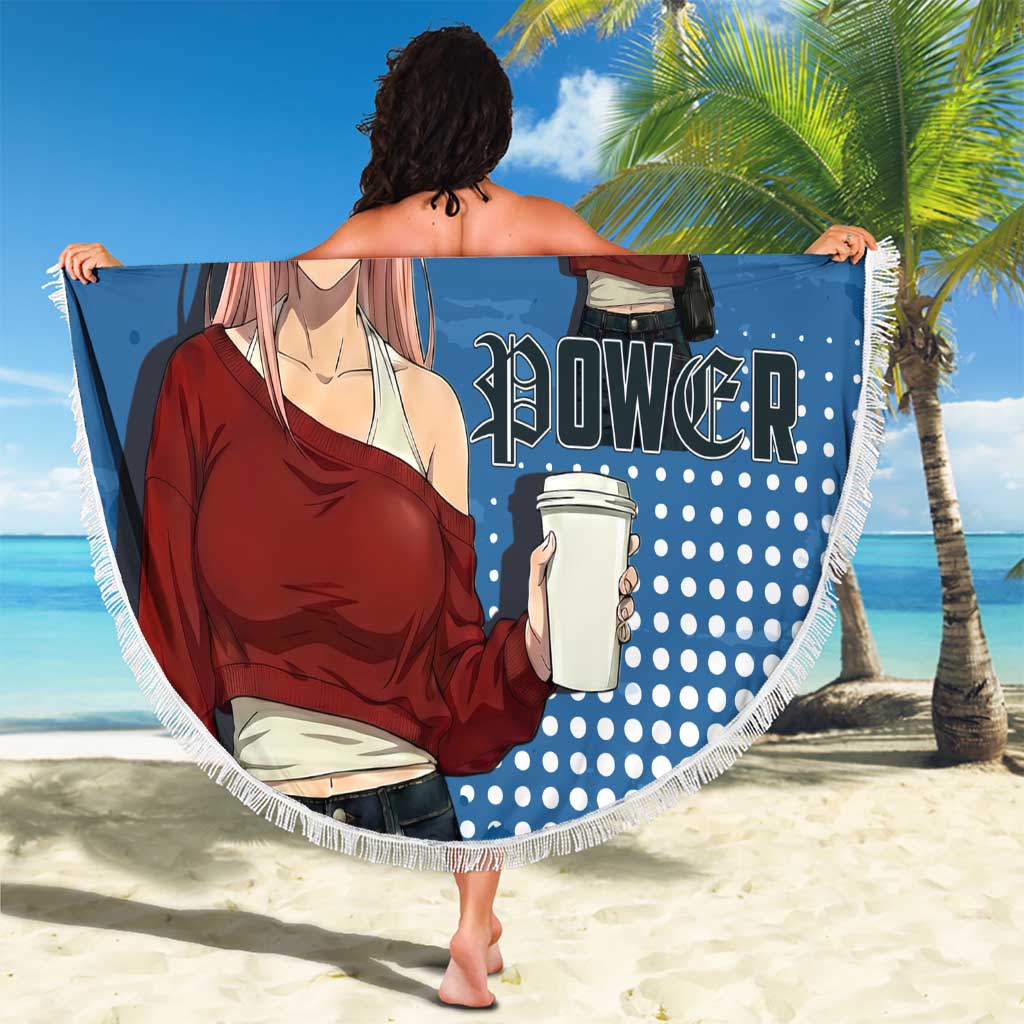 Power Chainsaw Man in Street Chic Beach Blanket Bold Blue Anime Aesthetic with Power