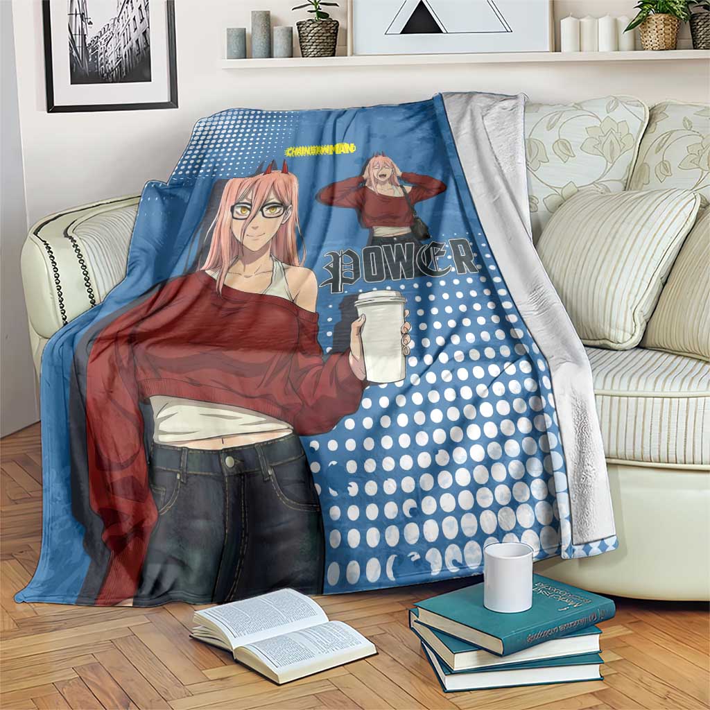 Power Chainsaw Man in Street Chic Blanket Bold Blue Anime Aesthetic with Power