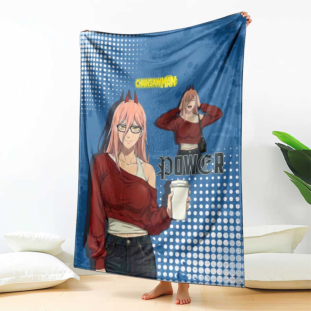 Power Chainsaw Man in Street Chic Blanket Bold Blue Anime Aesthetic with Power