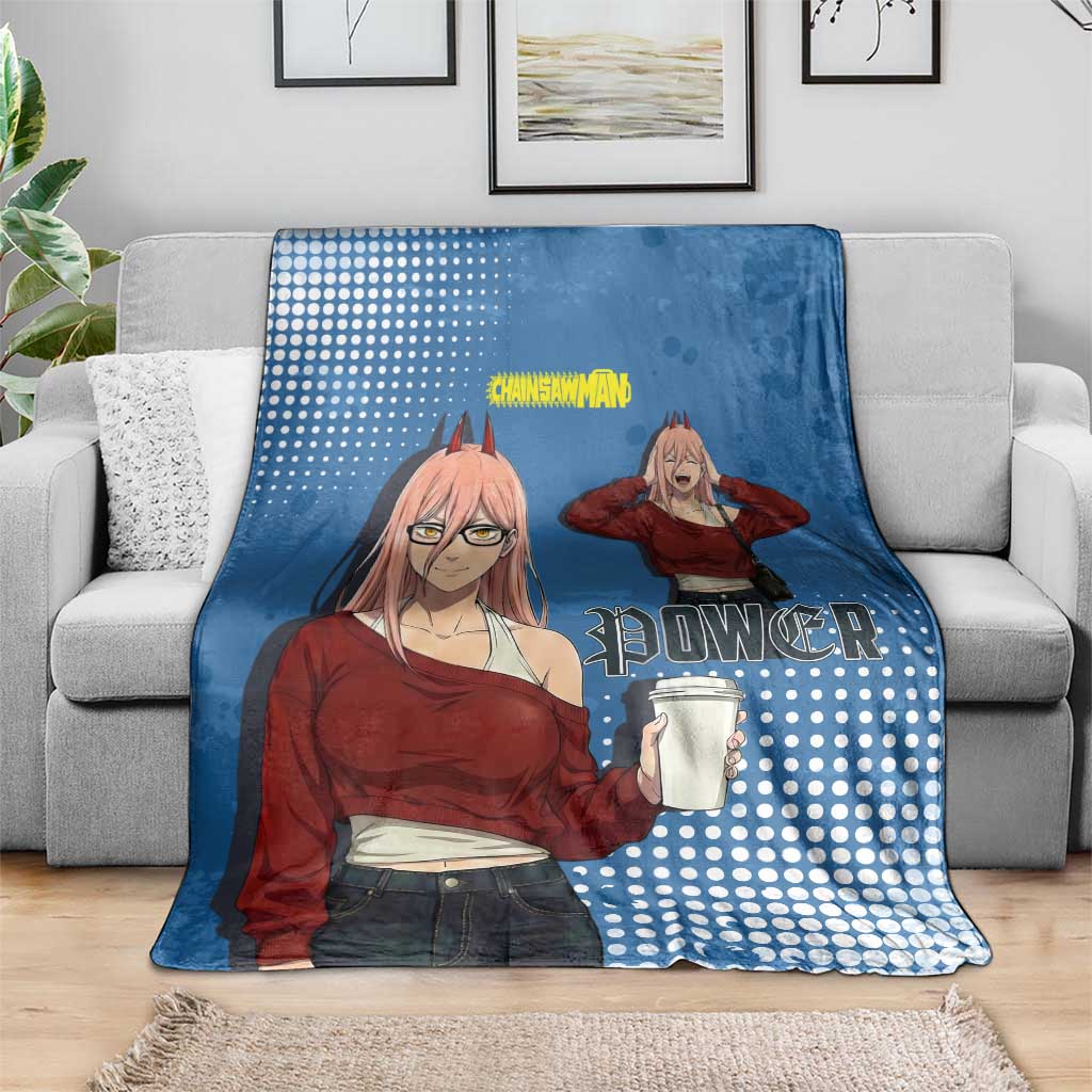 Power Chainsaw Man in Street Chic Blanket Bold Blue Anime Aesthetic with Power