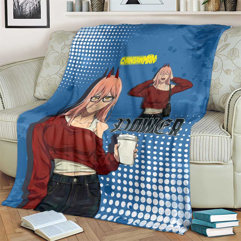Power Chainsaw Man in Street Chic Blanket Bold Blue Anime Aesthetic with Power