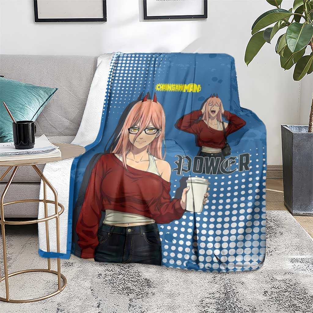 Power Chainsaw Man in Street Chic Blanket Bold Blue Anime Aesthetic with Power