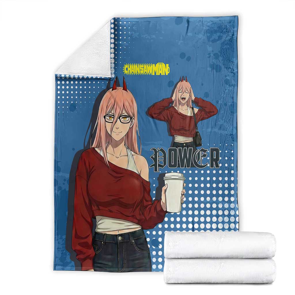 Power Chainsaw Man in Street Chic Blanket Bold Blue Anime Aesthetic with Power