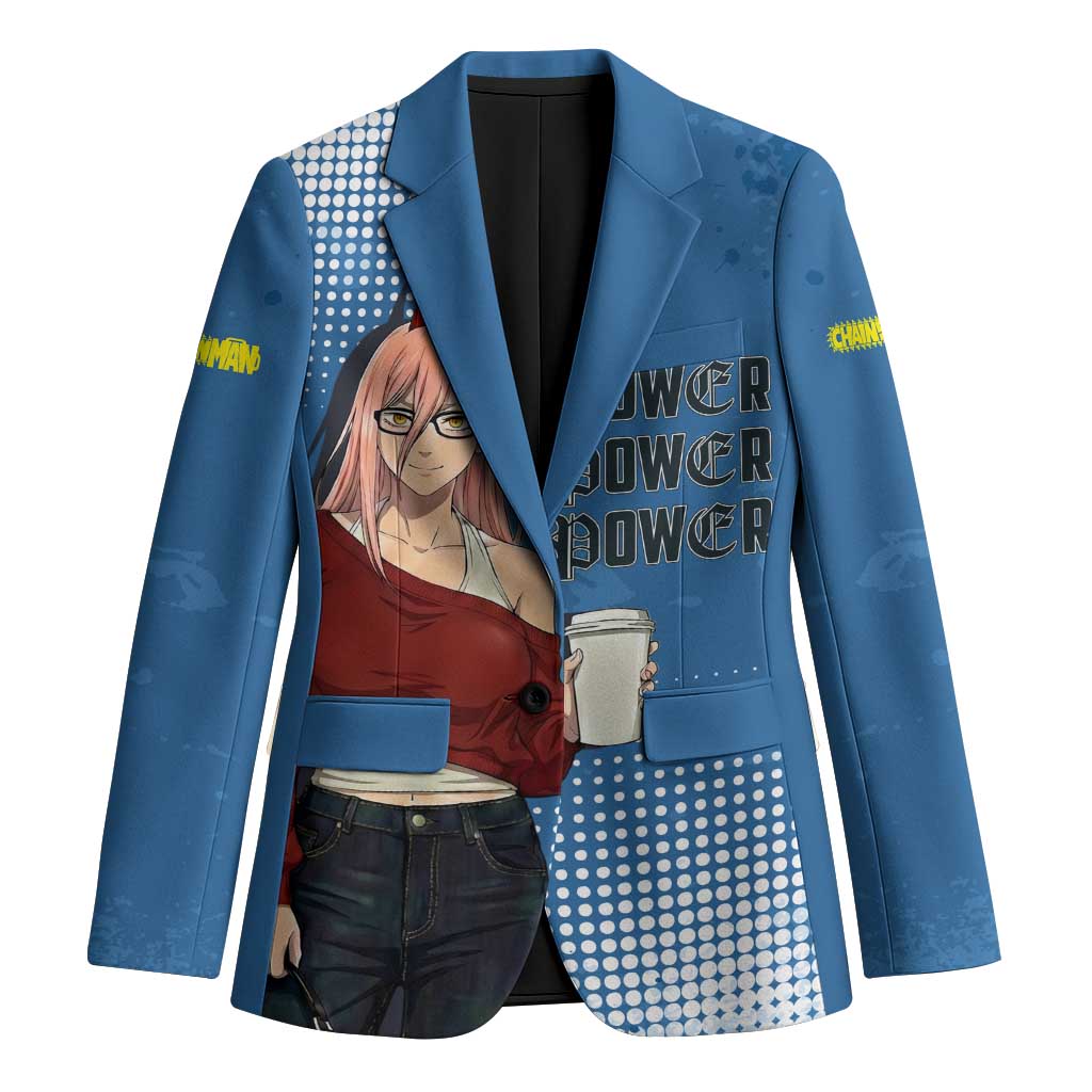 Power Chainsaw Man in Street Chic Blazer Bold Blue Anime Aesthetic with Power