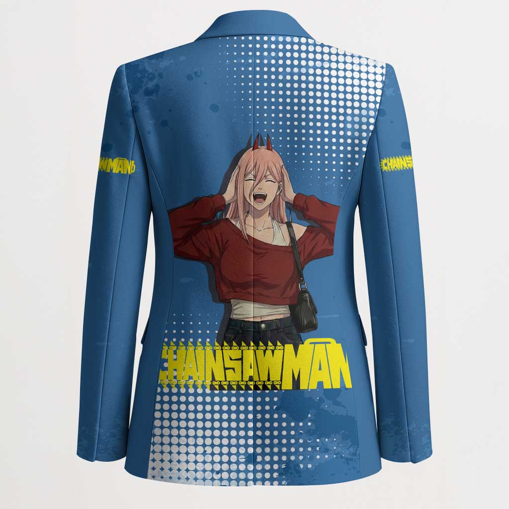 Power Chainsaw Man in Street Chic Blazer Bold Blue Anime Aesthetic with Power