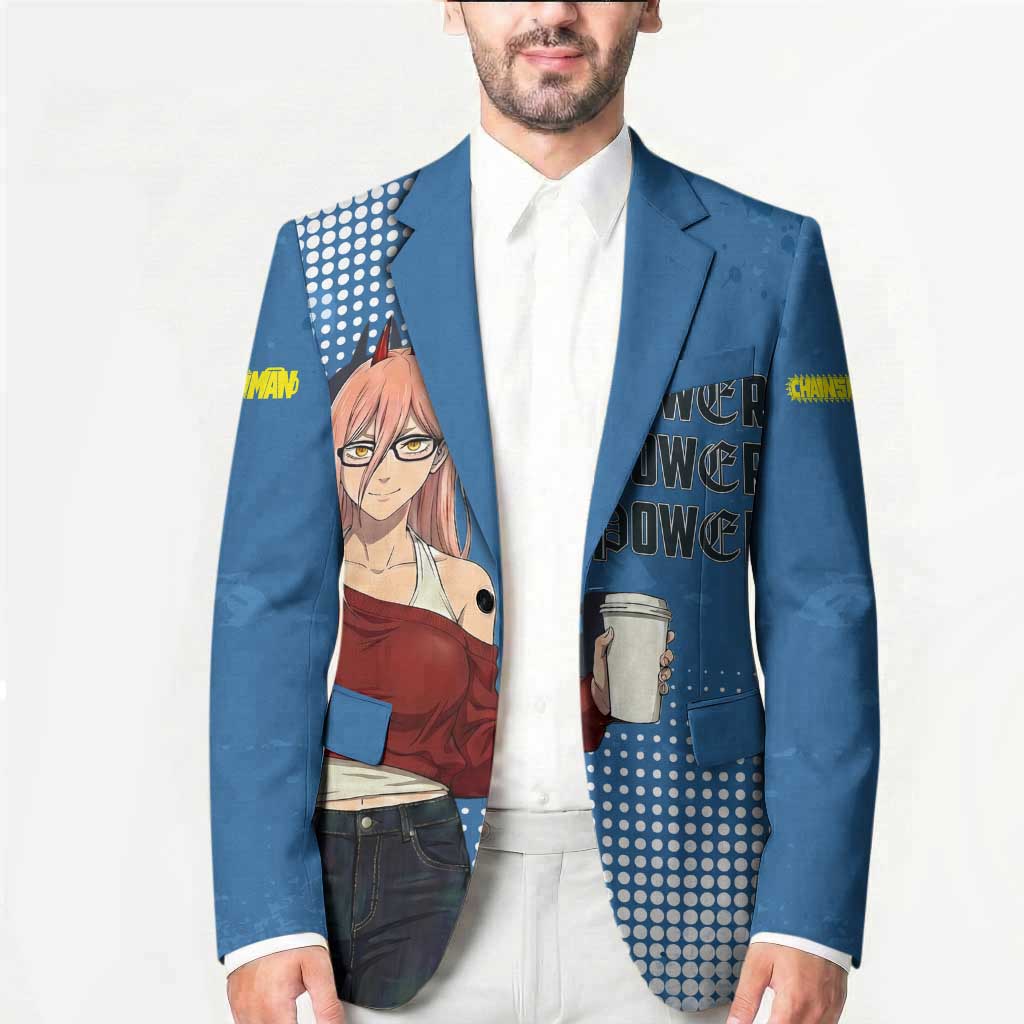 Power Chainsaw Man in Street Chic Blazer Bold Blue Anime Aesthetic with Power