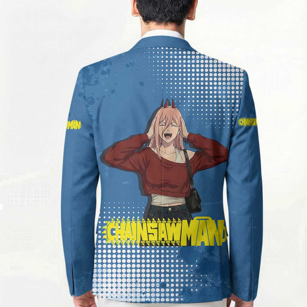 Power Chainsaw Man in Street Chic Blazer Bold Blue Anime Aesthetic with Power