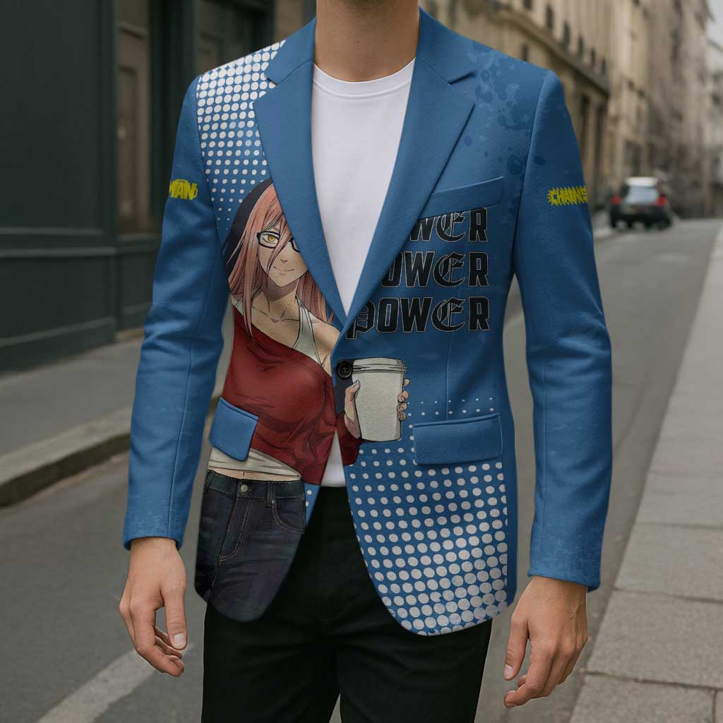 Power Chainsaw Man in Street Chic Blazer Bold Blue Anime Aesthetic with Power