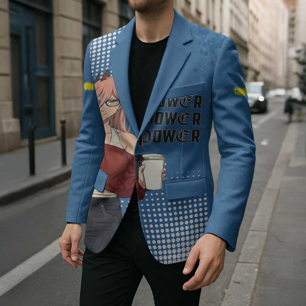 Power Chainsaw Man in Street Chic Blazer Bold Blue Anime Aesthetic with Power