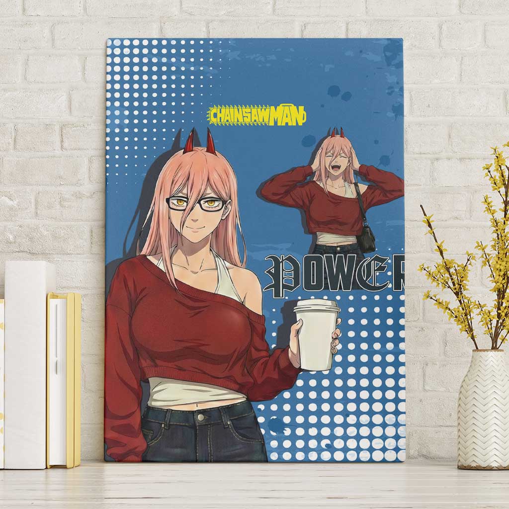 Power Chainsaw Man in Street Chic Canvas Wall Art Bold Blue Anime Aesthetic with Power