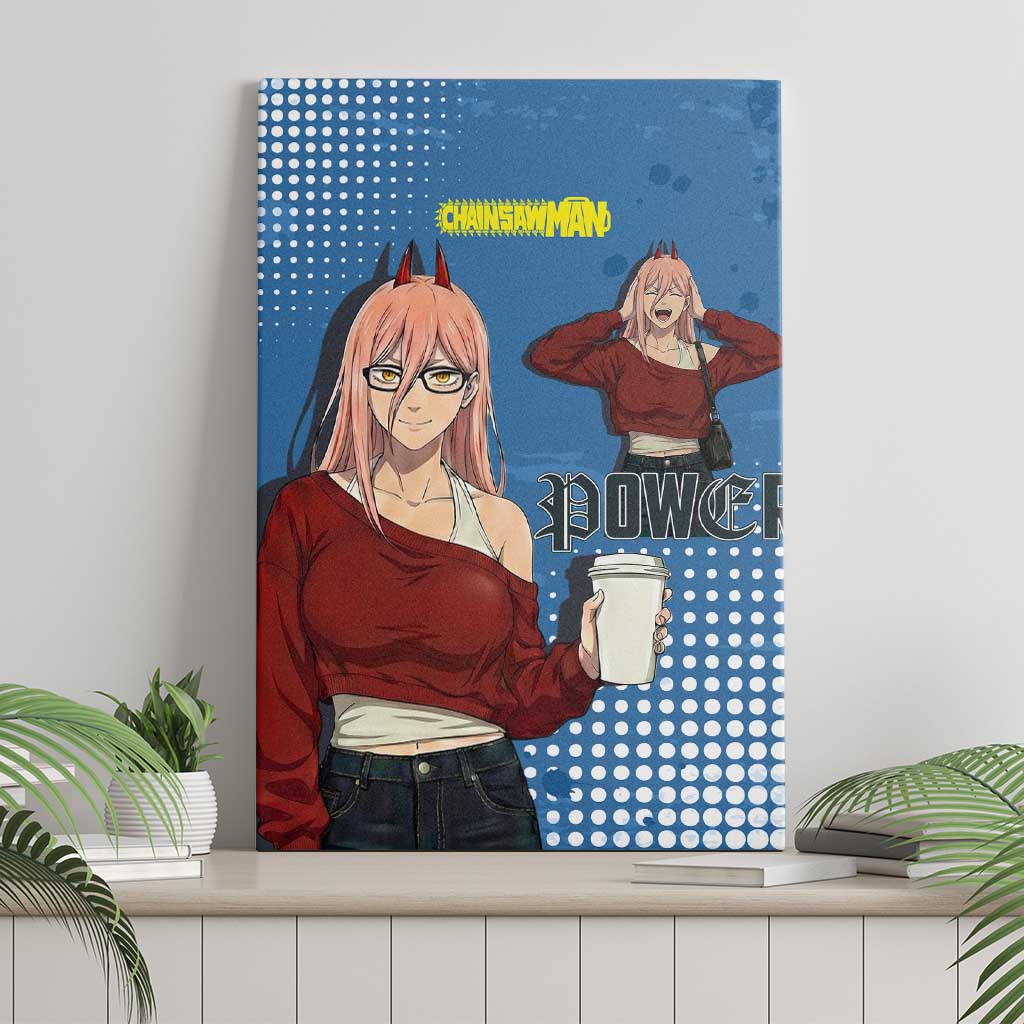 Power Chainsaw Man in Street Chic Canvas Wall Art Bold Blue Anime Aesthetic with Power