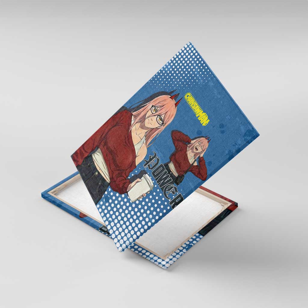 Power Chainsaw Man in Street Chic Canvas Wall Art Bold Blue Anime Aesthetic with Power