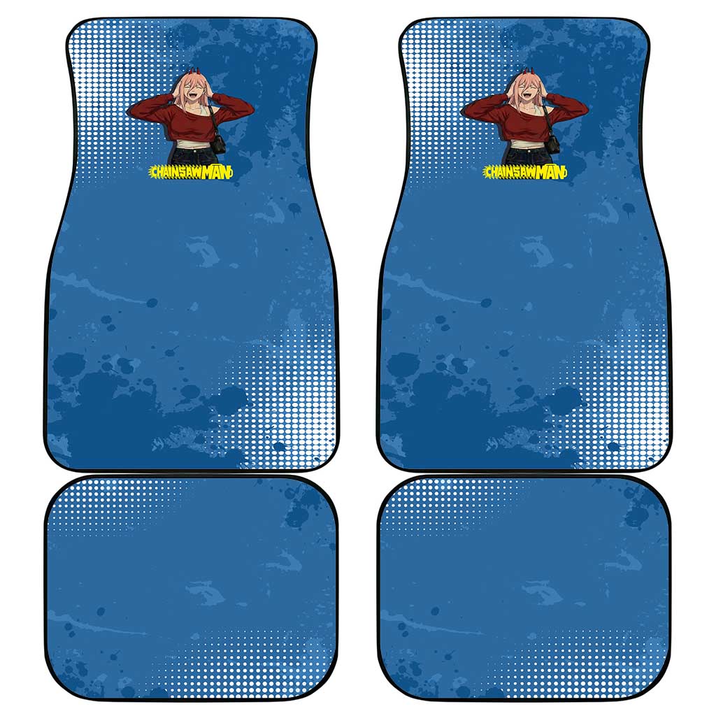 Power Chainsaw Man in Street Chic Car Mats Bold Blue Anime Aesthetic with Power