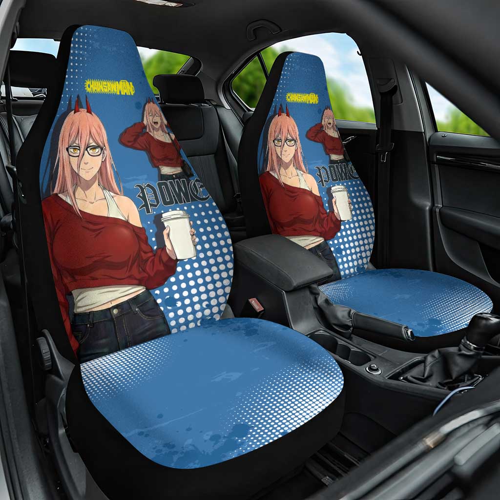 Power Chainsaw Man in Street Chic Car Seat Cover Bold Blue Anime Aesthetic with Power