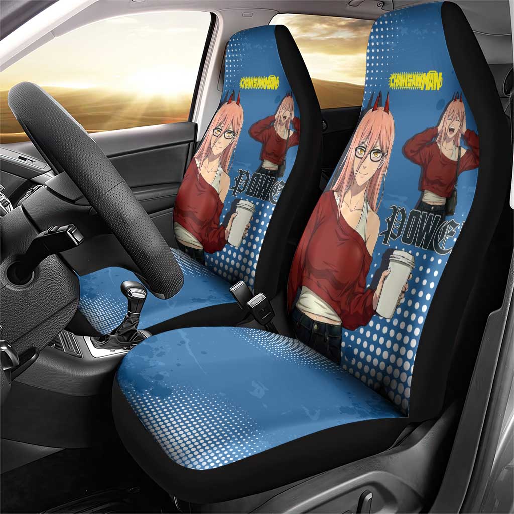 Power Chainsaw Man in Street Chic Car Seat Cover Bold Blue Anime Aesthetic with Power