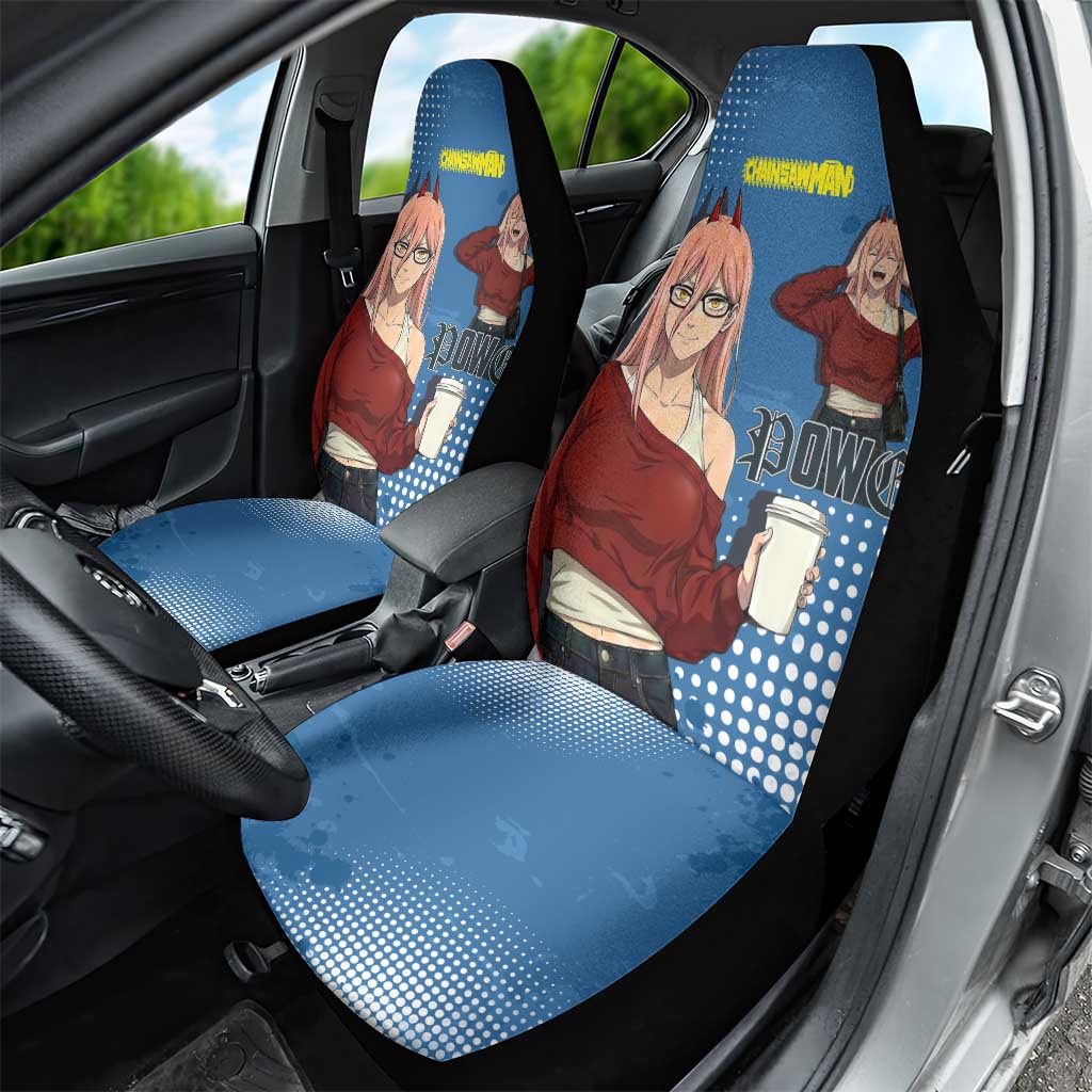 Power Chainsaw Man in Street Chic Car Seat Cover Bold Blue Anime Aesthetic with Power