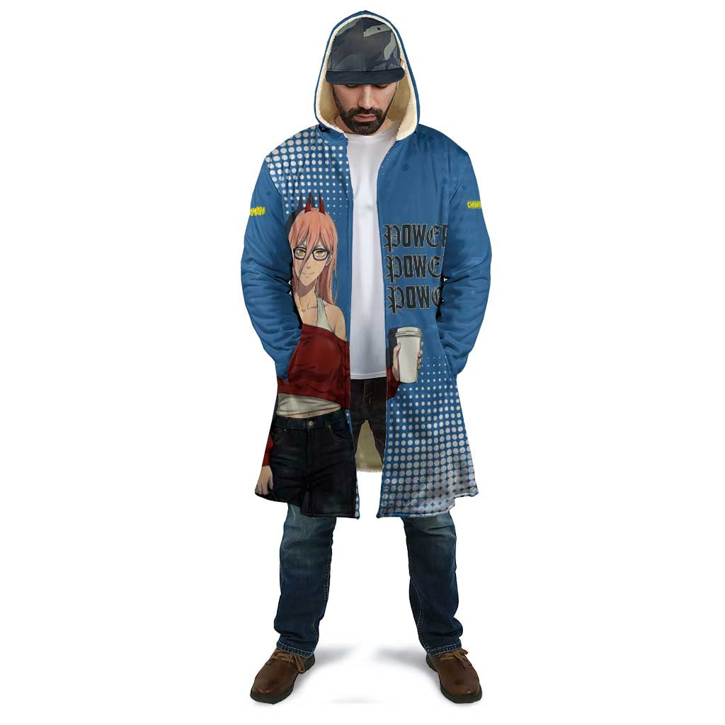Power Chainsaw Man in Street Chic Cloak Bold Blue Anime Aesthetic with Power